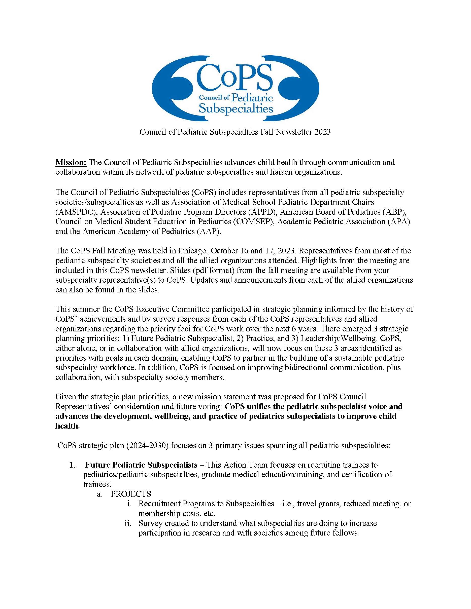 CoPS Update December 2023
